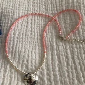 Mignon Faget pearl, coral disc necklace